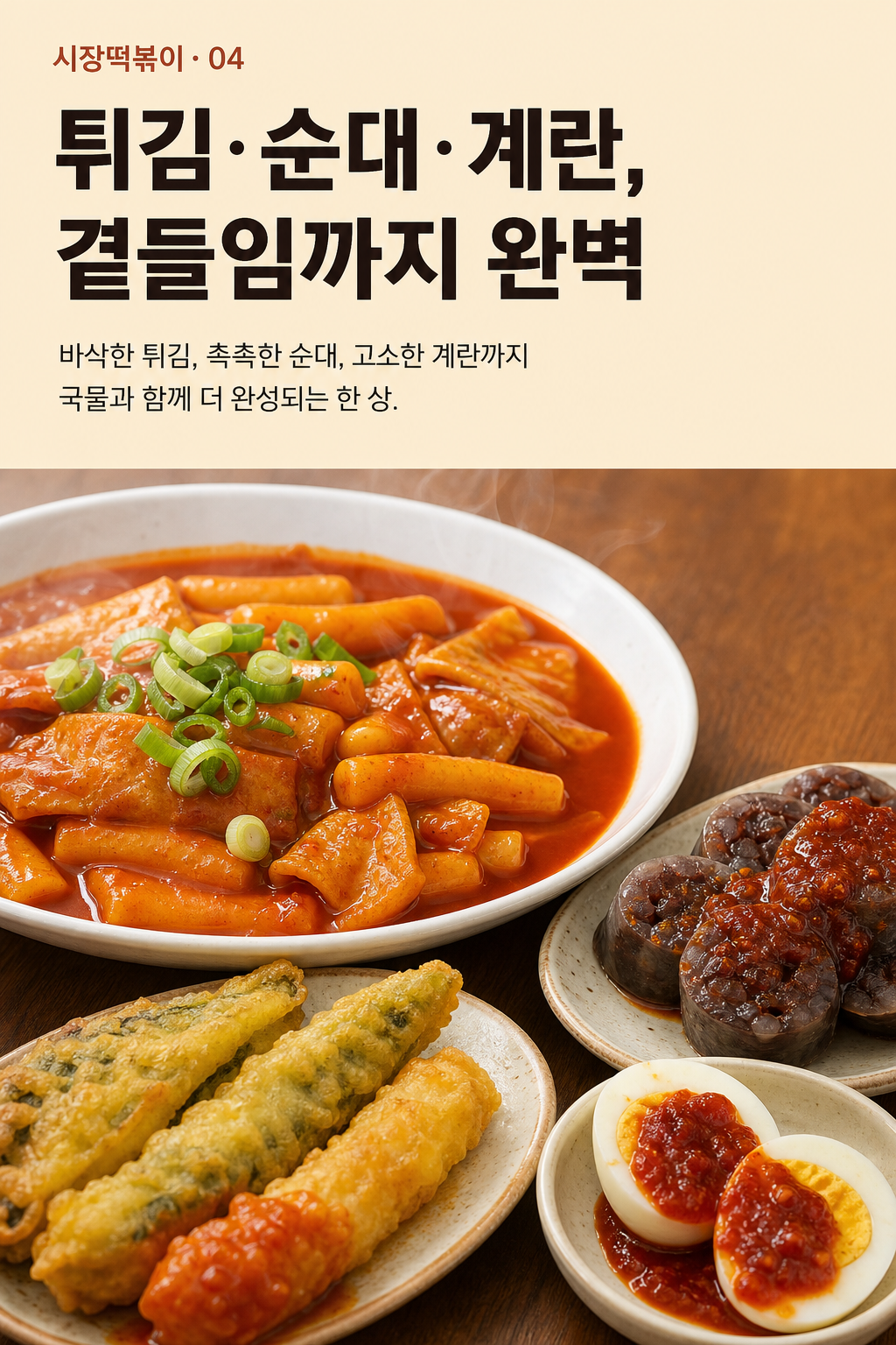 시장떡볶이 — 튀김·순대·계란, 곁들임까지 완벽