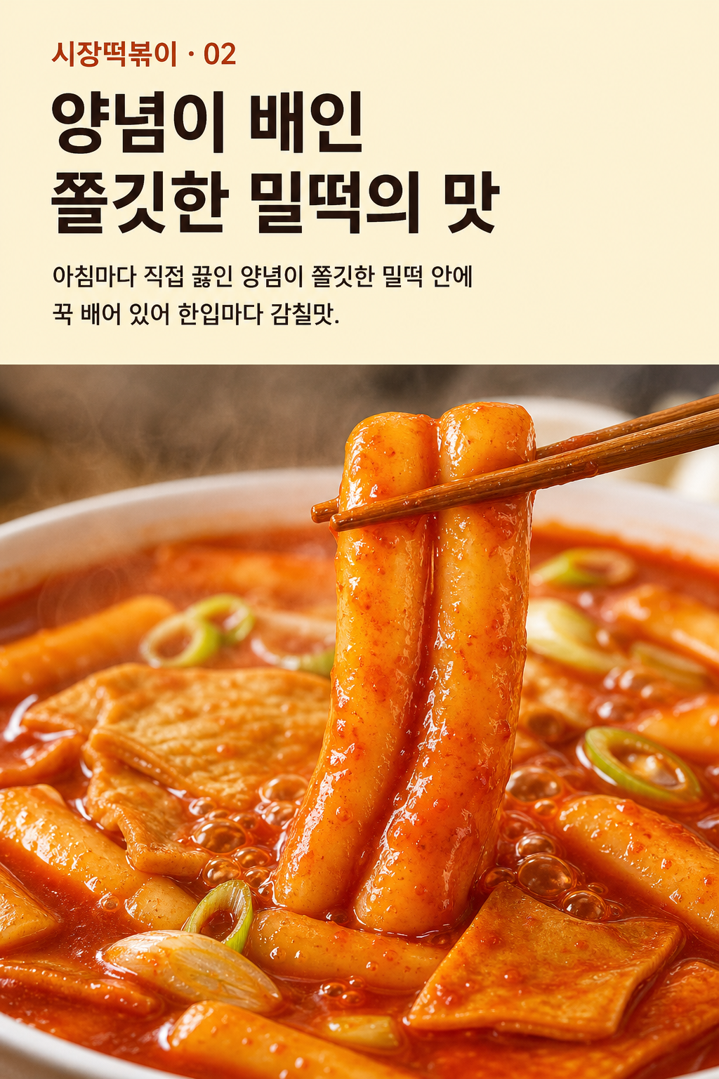 시장떡볶이 — 양념이 배인 쫄깃한 밀떡의 맛