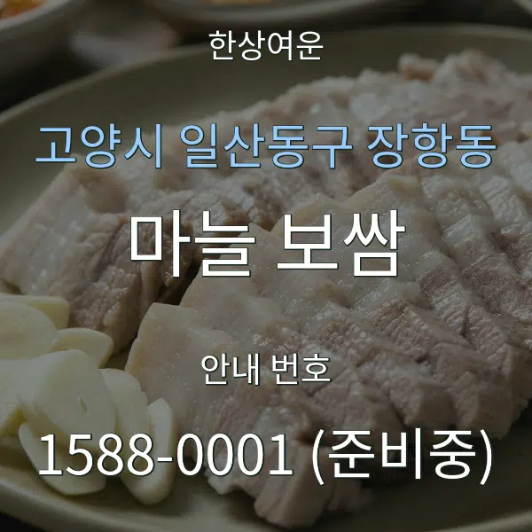 고양시 일산동구 장항동 마늘 보쌈 대표 안내 그래픽