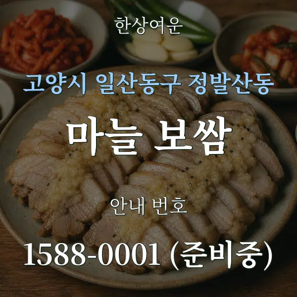 고양시 일산동구 정발산동 마늘 보쌈 대표 안내 그래픽