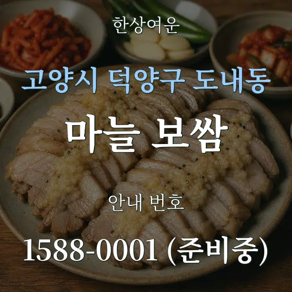 고양시 덕양구 도내동 마늘 보쌈 대표 안내 그래픽