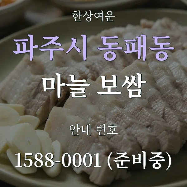 파주시 동패동 마늘 보쌈 대표 안내 그래픽