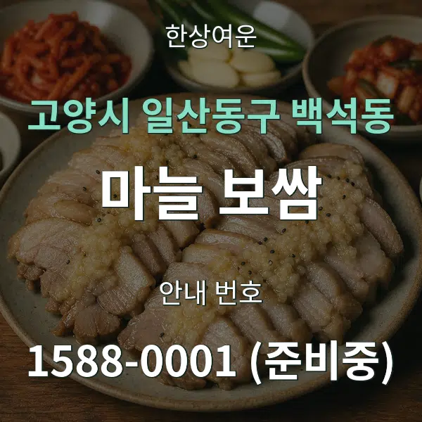 고양시 일산동구 백석동 마늘 보쌈 대표 안내 그래픽