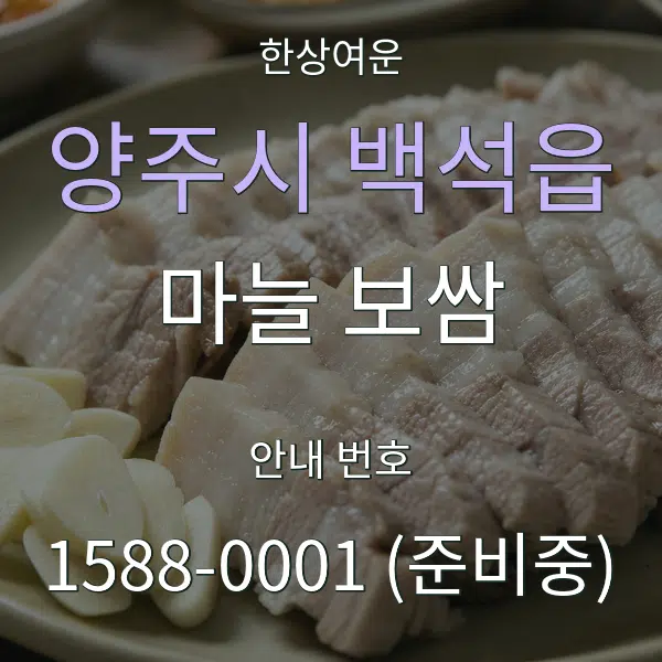 양주시 백석읍 마늘 보쌈 대표 안내 그래픽