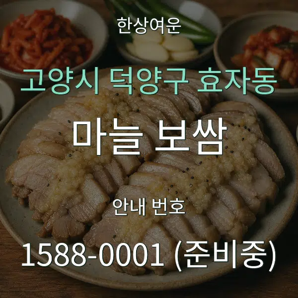 고양시 덕양구 효자동 마늘 보쌈 대표 안내 그래픽